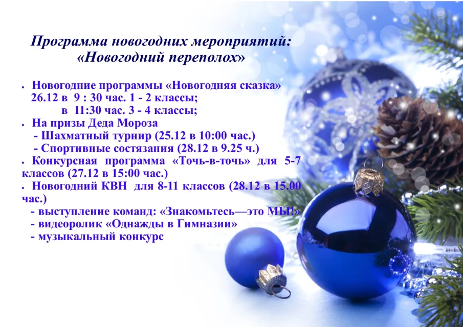 Новогодняя программа мероприятий
